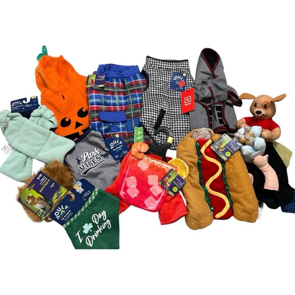 NEW Lot of 11 Dog Youly, Bootique, Reddy Outfits Size S to S/M (Lot 2908) - Picture 1 of 7